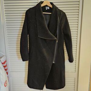 Divided By H&M Black Asymmetrical Pea Coat